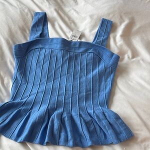 Express Blue Ribbed peplum blouse